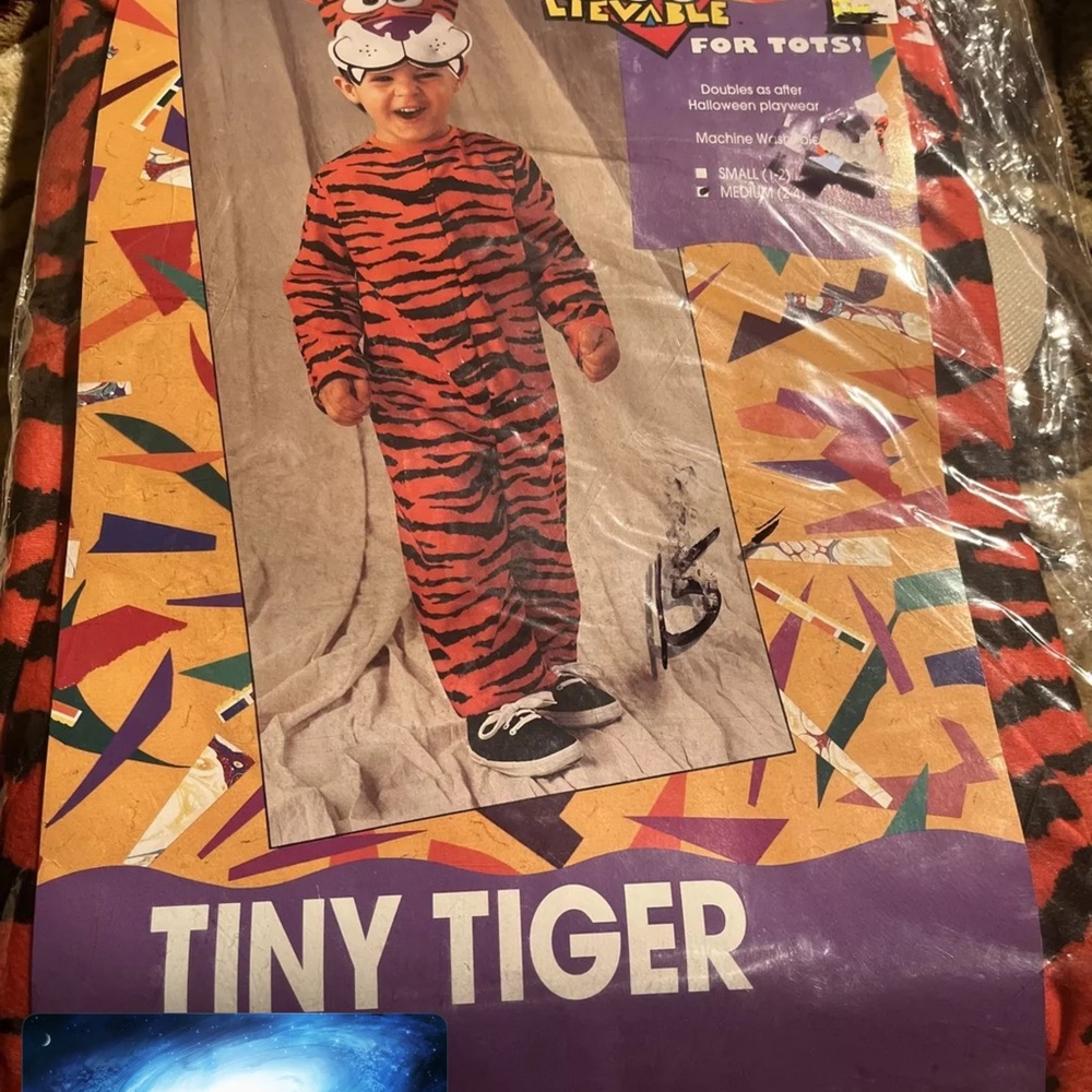 NOS Vintage Disguise Inc unboolievable tiny tiger costume/Playwear Suit&Hat 2-4T